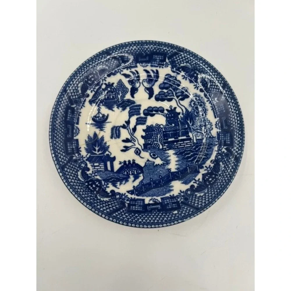 Vintage Japanese Blue Willow Teacup & Saucer Set Chinoiserie
